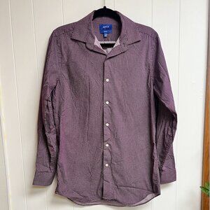 Apt 9 Men's Long Sleeve Button Down Dress Shirt Purple & White Slim Fit Size S
